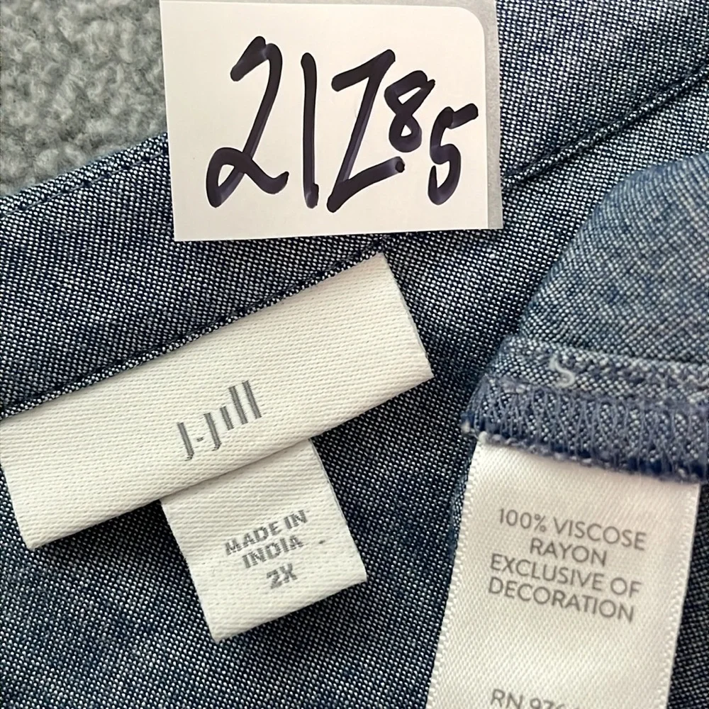 J. Jill Embroidered Tunic Top 2X Boho Coastal Casual Mature Essential - Picture 9 of 10